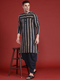 Anouk Men Striped Thread Work Kurta with Salwar