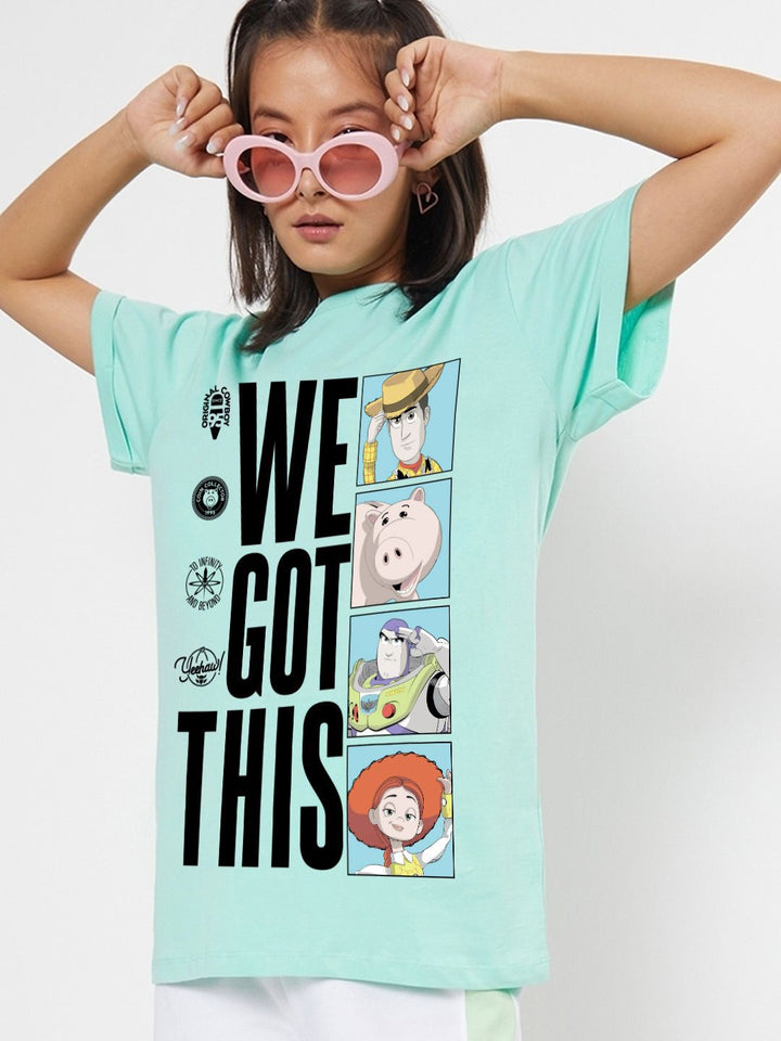 Bewakoof Typography Printed Round Neck Pure Cotton Oversized Toy Story T-shirt