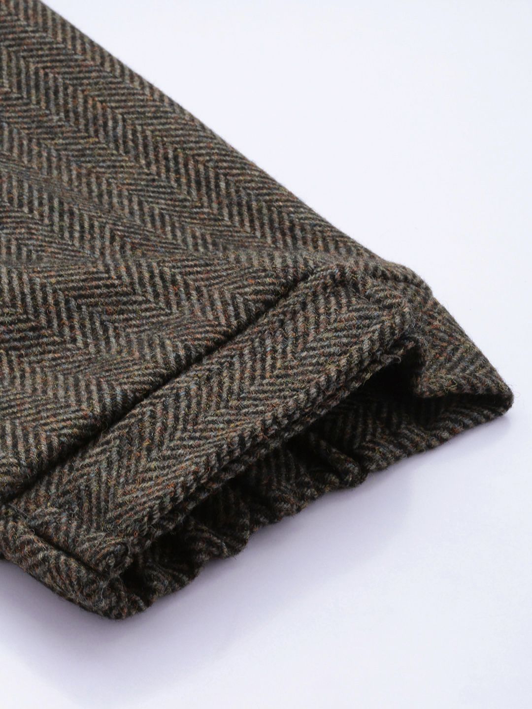 Mr Bowerbird Men Chevron Self Design Tweed Pleated Cargos Trousers