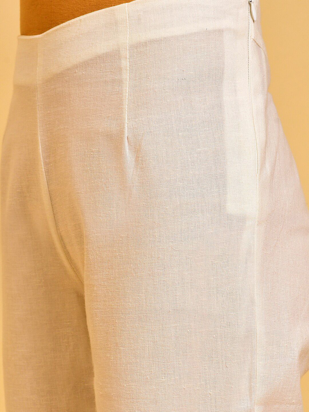 W Women White Slim Fit Cigarette Trousers