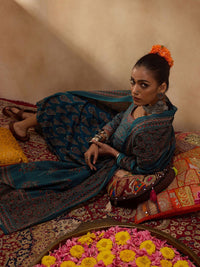 Indo Era Floral Printed Empire Pure Cotton A-Line Kurta with Trousers & Dupatta