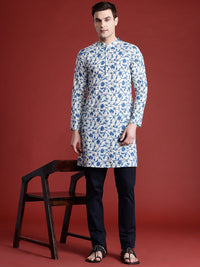 Anouk Men Floral Printed Mandarin Collar Pure Cotton Kurta