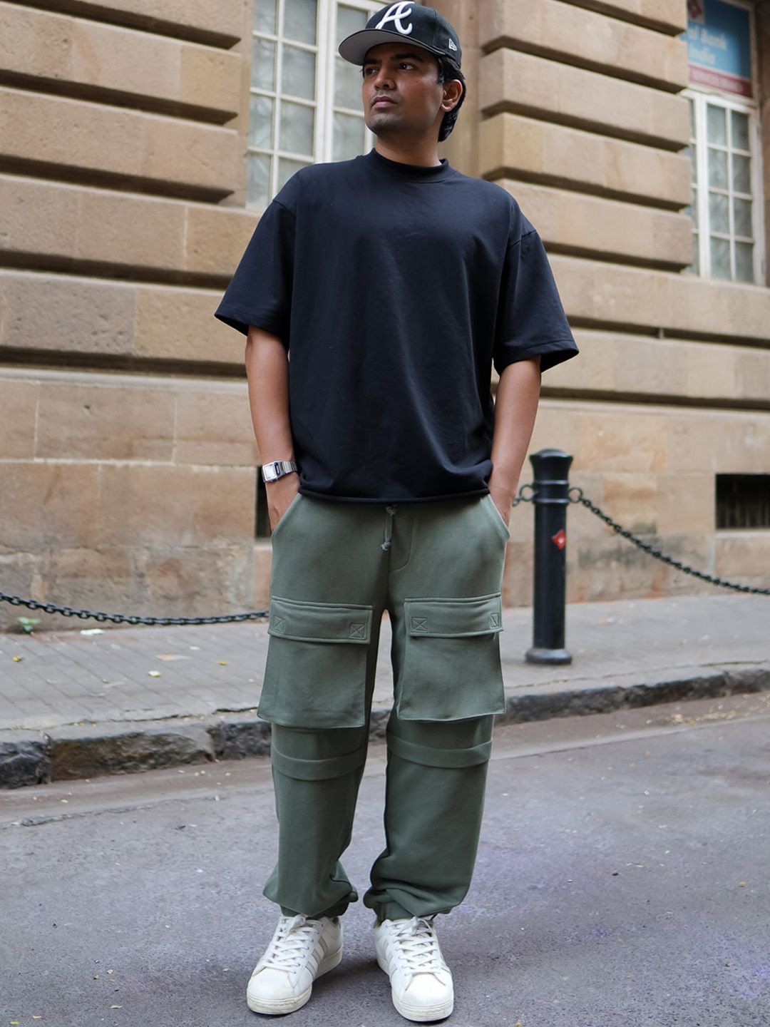 Powerlook Men Mid-Rise Cargo Track Pants