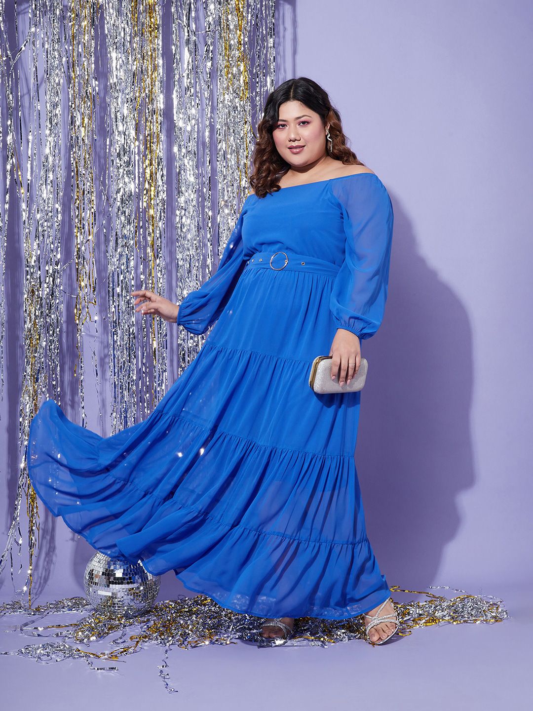 SASSAFRAS Curve Georgette Tiered Maxi Dress