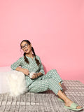 SANSKRUTIHOMES Women Green & White Printed Pure Cotton Top With Trousers