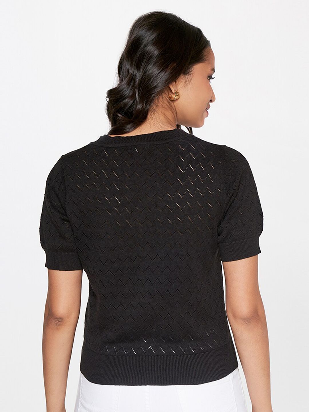 AND Self Design V-Neck Regular Top