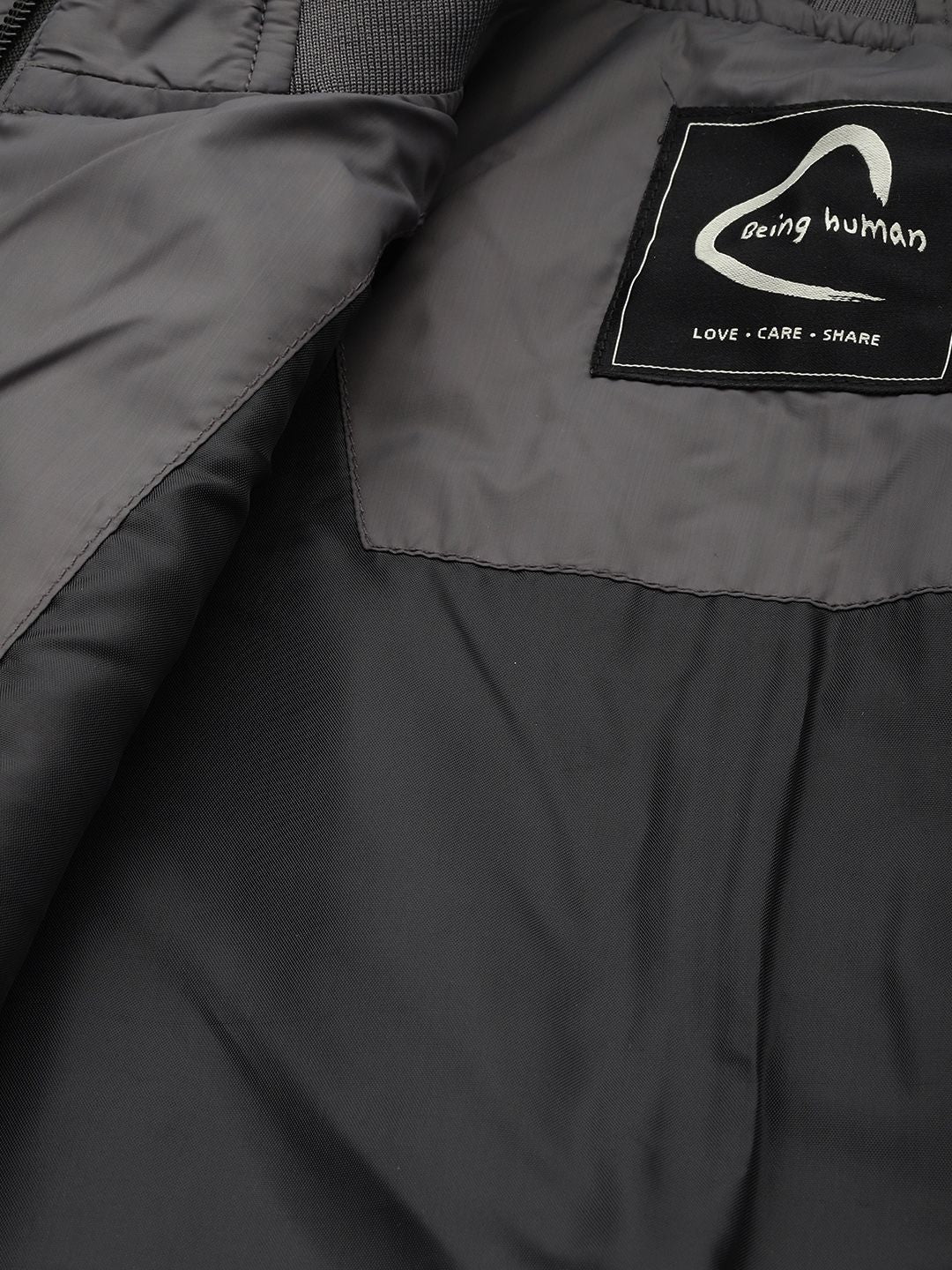 Being Human Padded Jacket with Ribbed Cuffs & Hem