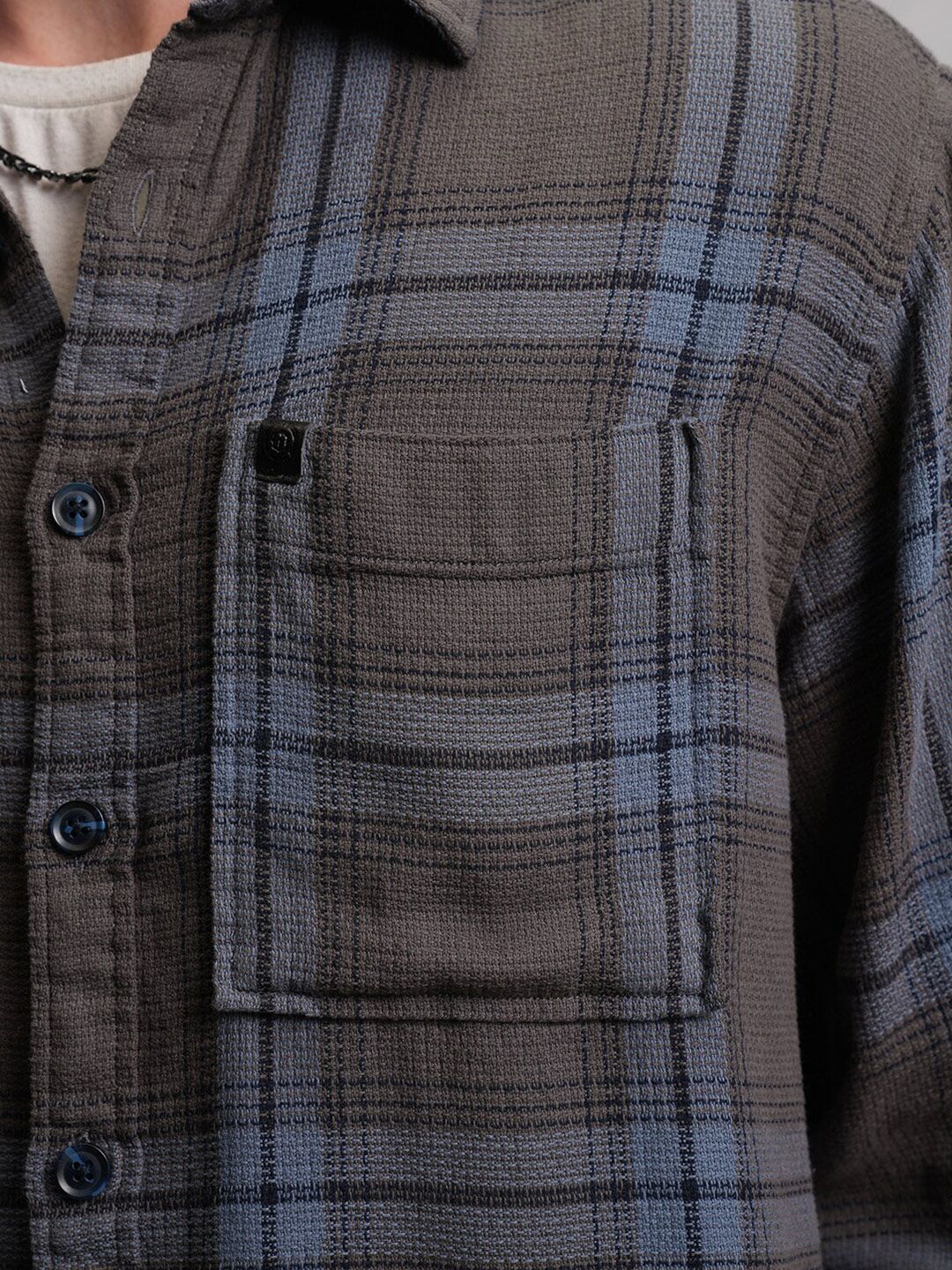 LOCOMOTIVE Dobby Textured Checked Overshirt