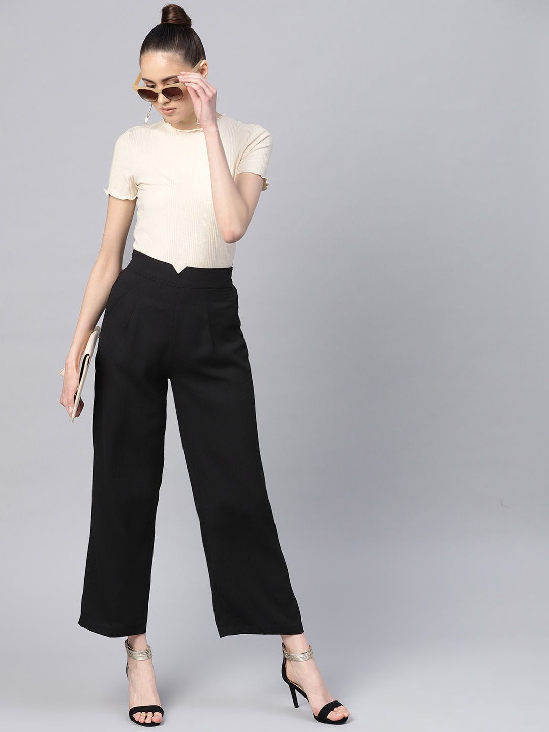 SASSAFRAS Women Black Parallel Trousers