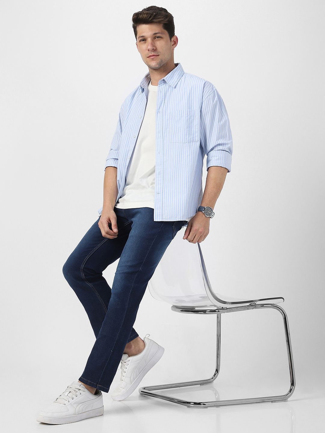 Urbano Fashion Men Bootcut Heavy Fade Clean Look Stretchable Jeans