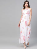 SASSAFRAS White Floral Printed Maxi Dress