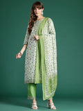 Indo Era Women Floral Printed Pure Cotton Kurta with Trousers & With Dupatta