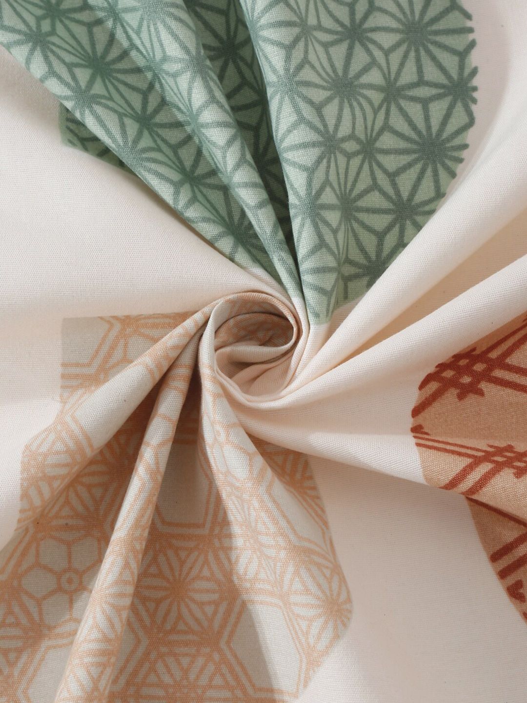 KLOTTHE Coklat Geometric Cotton 300 TC Single Cadar Halus dengan Sarung Bantal-87 x 59 inci