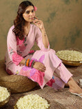 Indo Era Floral Printed V-Neck Straight Kurta with Trousers