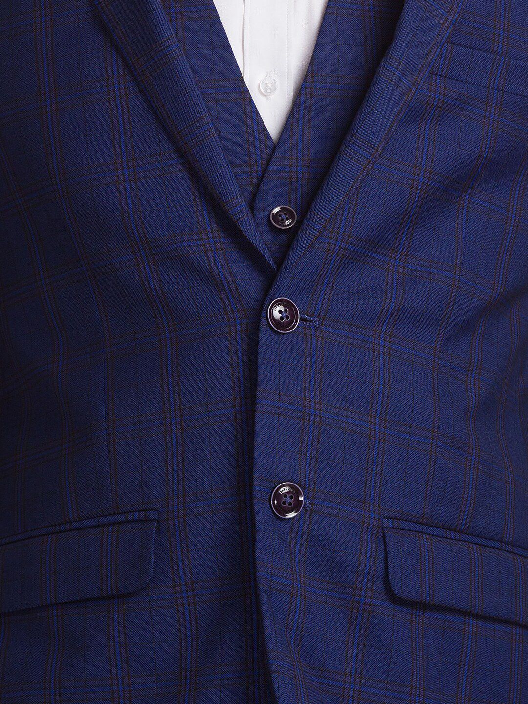 Park Avenue Men Checked Single-Breasted Super Slim-Fit 3-Piece Suit