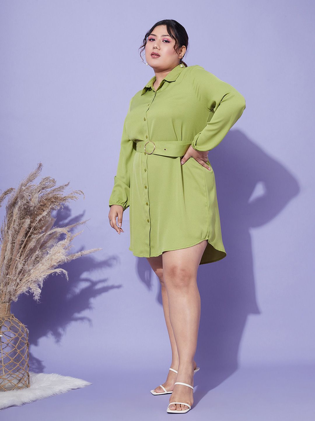 SASSAFRAS Curve Crepe Shirt Dress