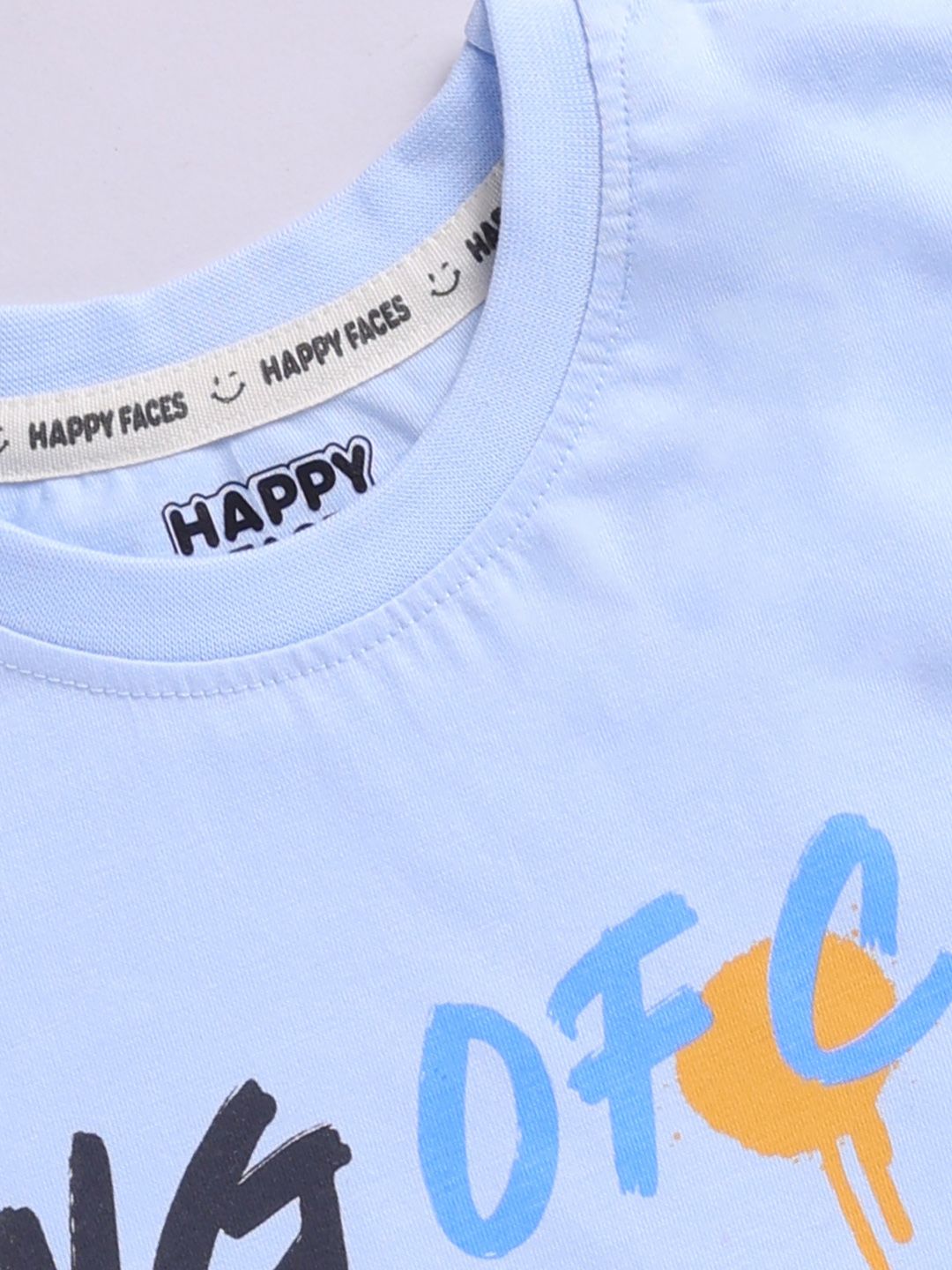 Happy Faces Kids Boys Typography Printed Pure Cotton T-Shirt