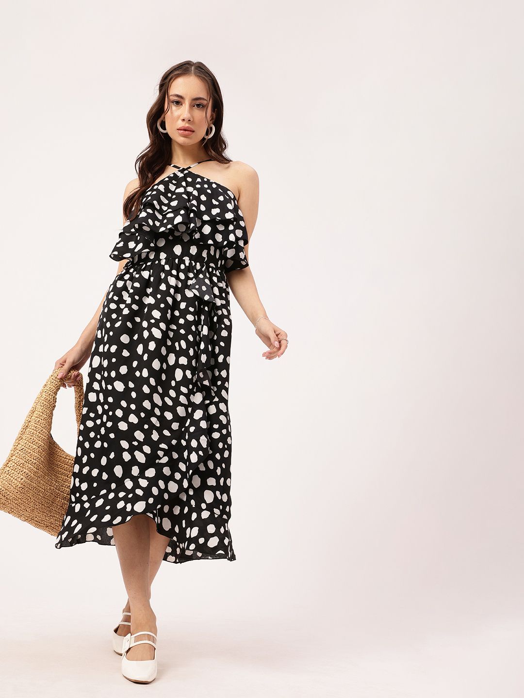 DressBerry B&W Boss Babe A-Line Midi Dress