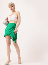 DressBerry Dare to Bare Satin Ruched Mini Skirt