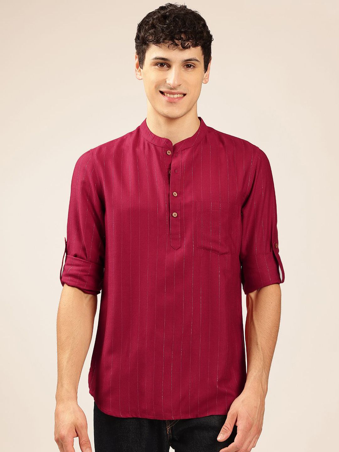 Anouk Mandarin collar Pathani Short Kurta