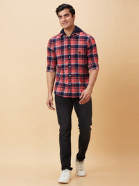 Being Human Tartan Checked Hooded Slim Fit Shirt