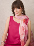 Indo Era Floral Printed Sweetheart Neck Cotton Straight Kurta With Trousers & Dupatta
