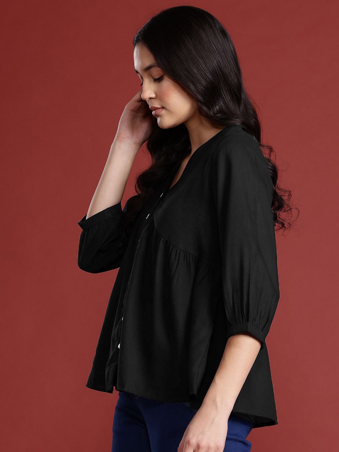 all about you Puff Sleeve Empire Top