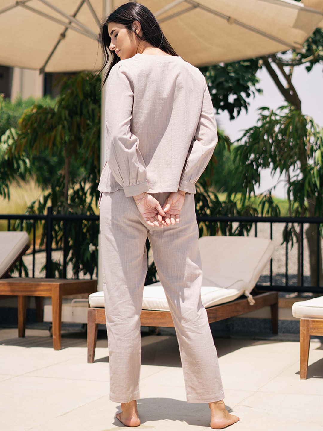 SANSKRUTIHOMES V-Neck Pure Cotton Night suit