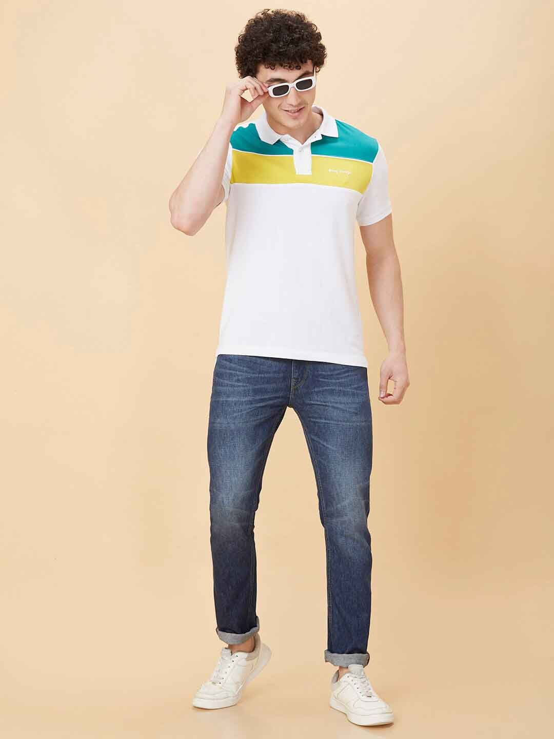 Being Human Colourblocked Polo Collar Cotton T-shirt