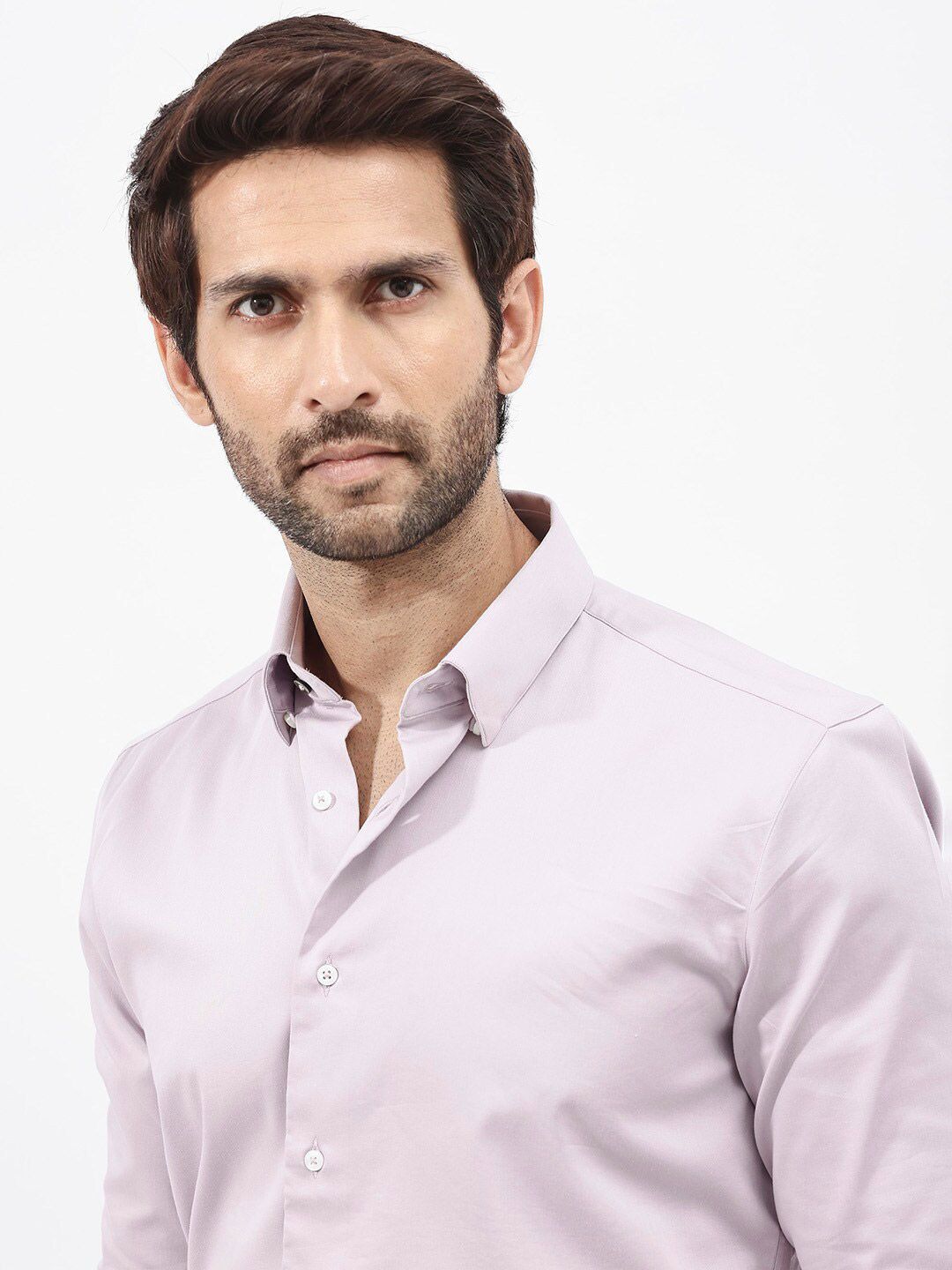 RARE RABBIT Men Holand Regular Fit Satin Stretch Shirt