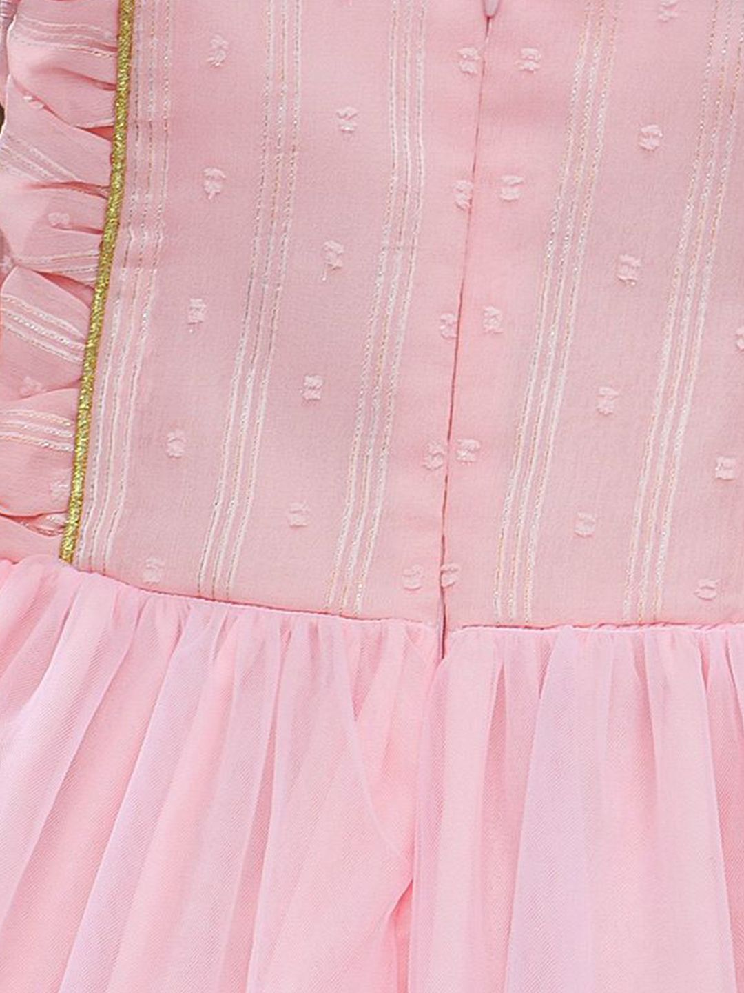 YK Girls Self Design Cotton Fit & Flare Dress