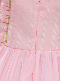 YK Girls Self Design Cotton Fit & Flare Dress