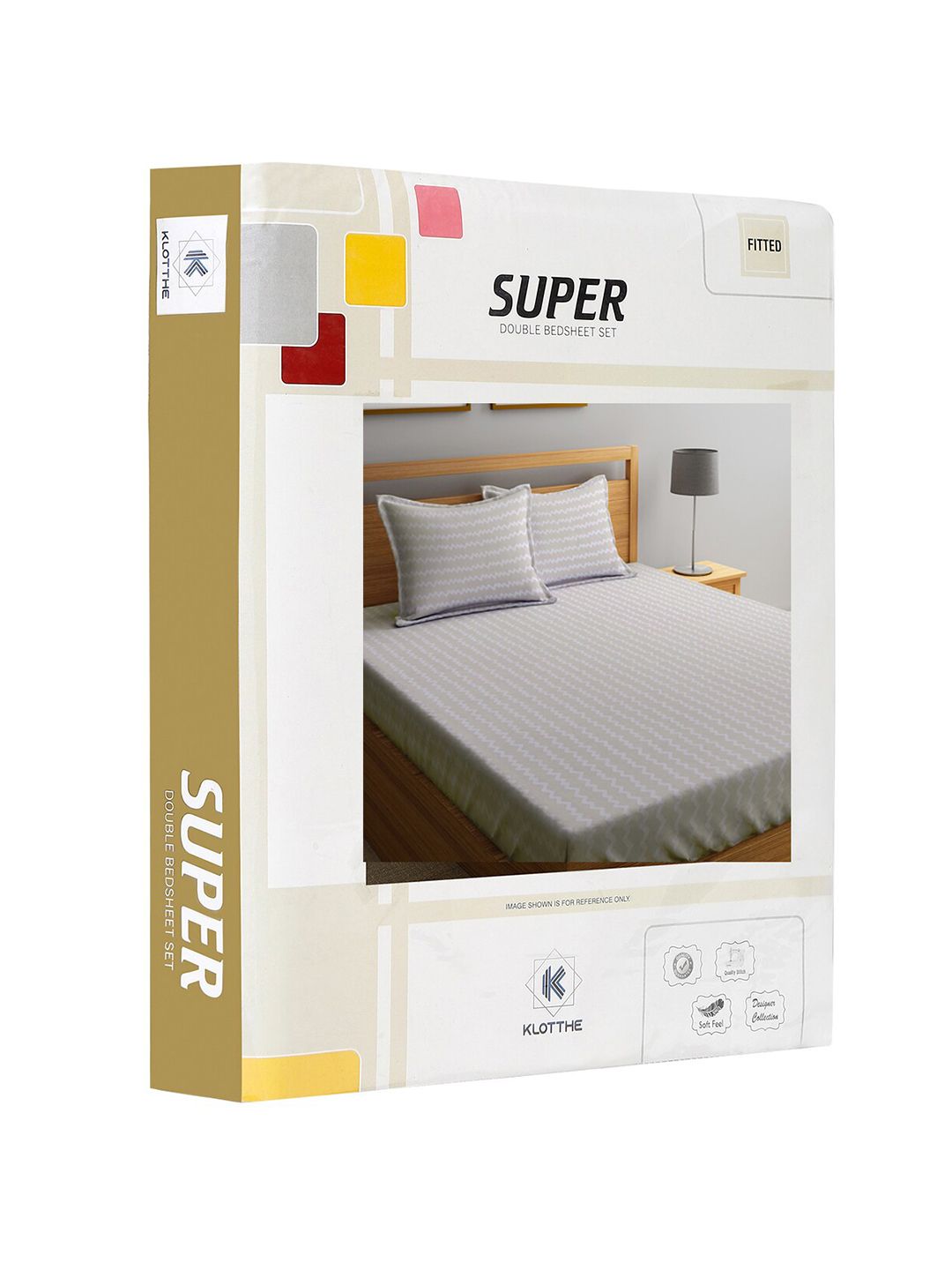 KLOTTHE Beige Chevron Cotton 300 TC Dilengkapi Cadar King Halus dengan 2 Sarung Bantal-98 x 87 inci