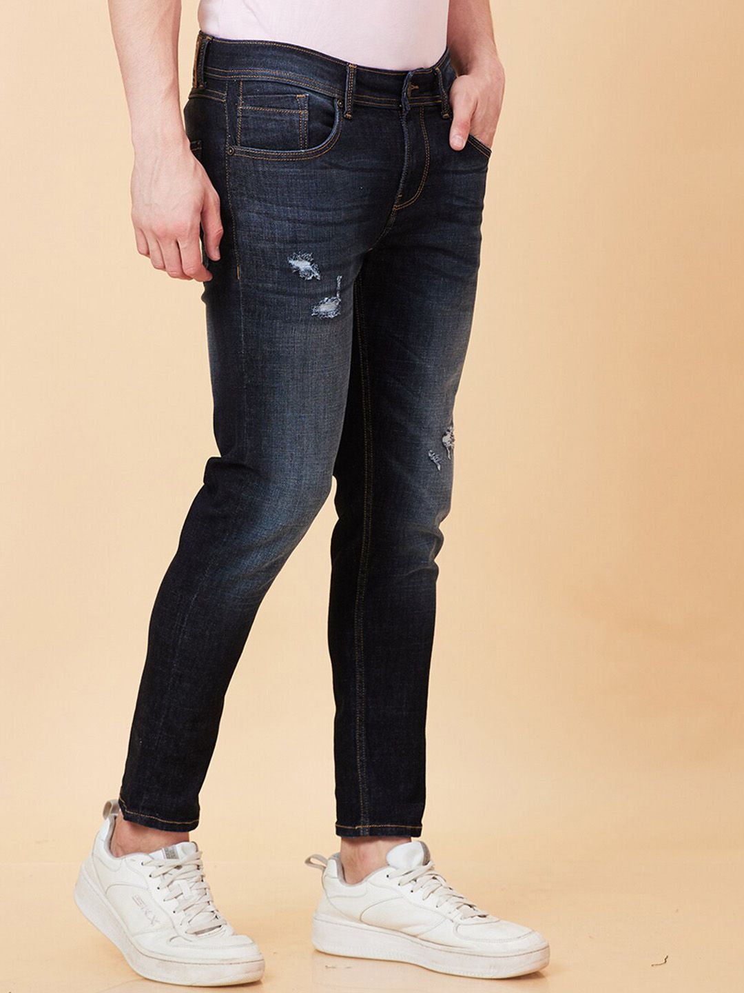 Being Human Men Low Distress Light Fade Jeans