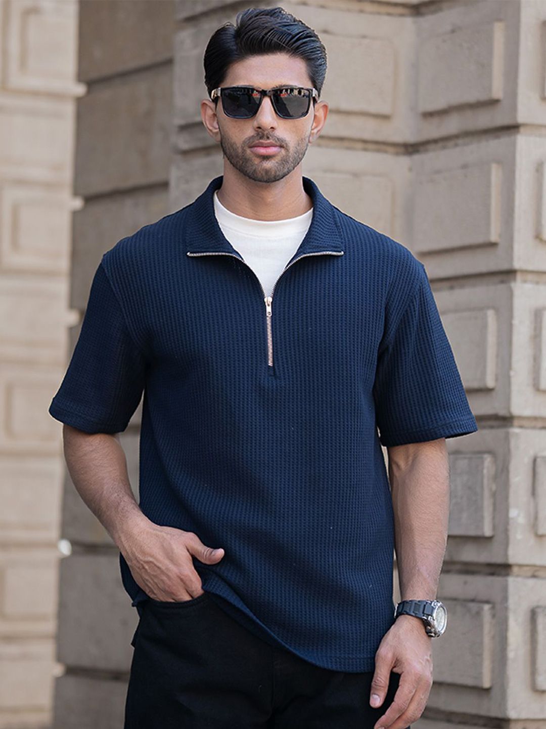 Powerlook Men Solid Polo Collar Cotton T-shirt