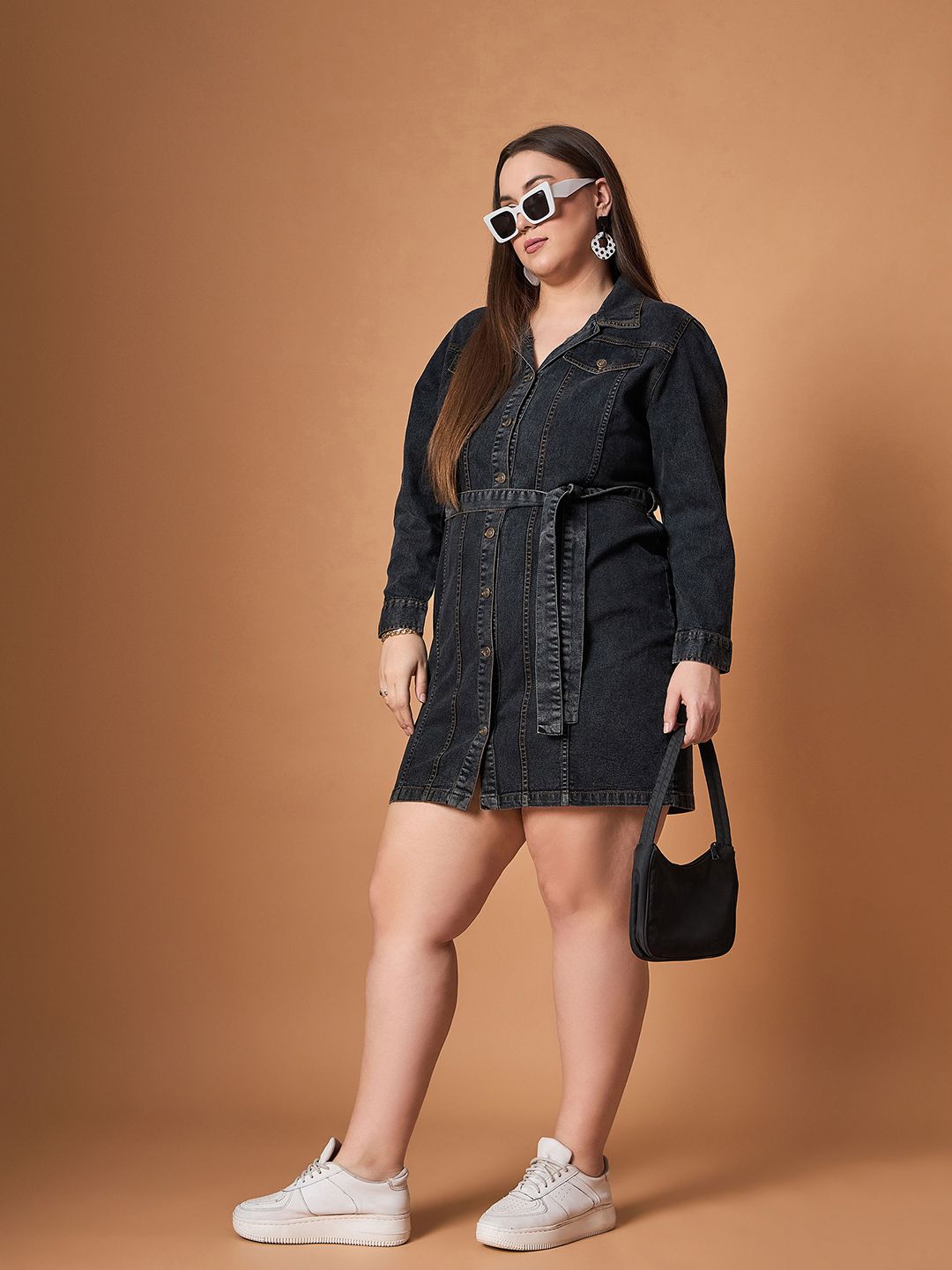 SASSAFRAS Curve Denim Shirt Dress