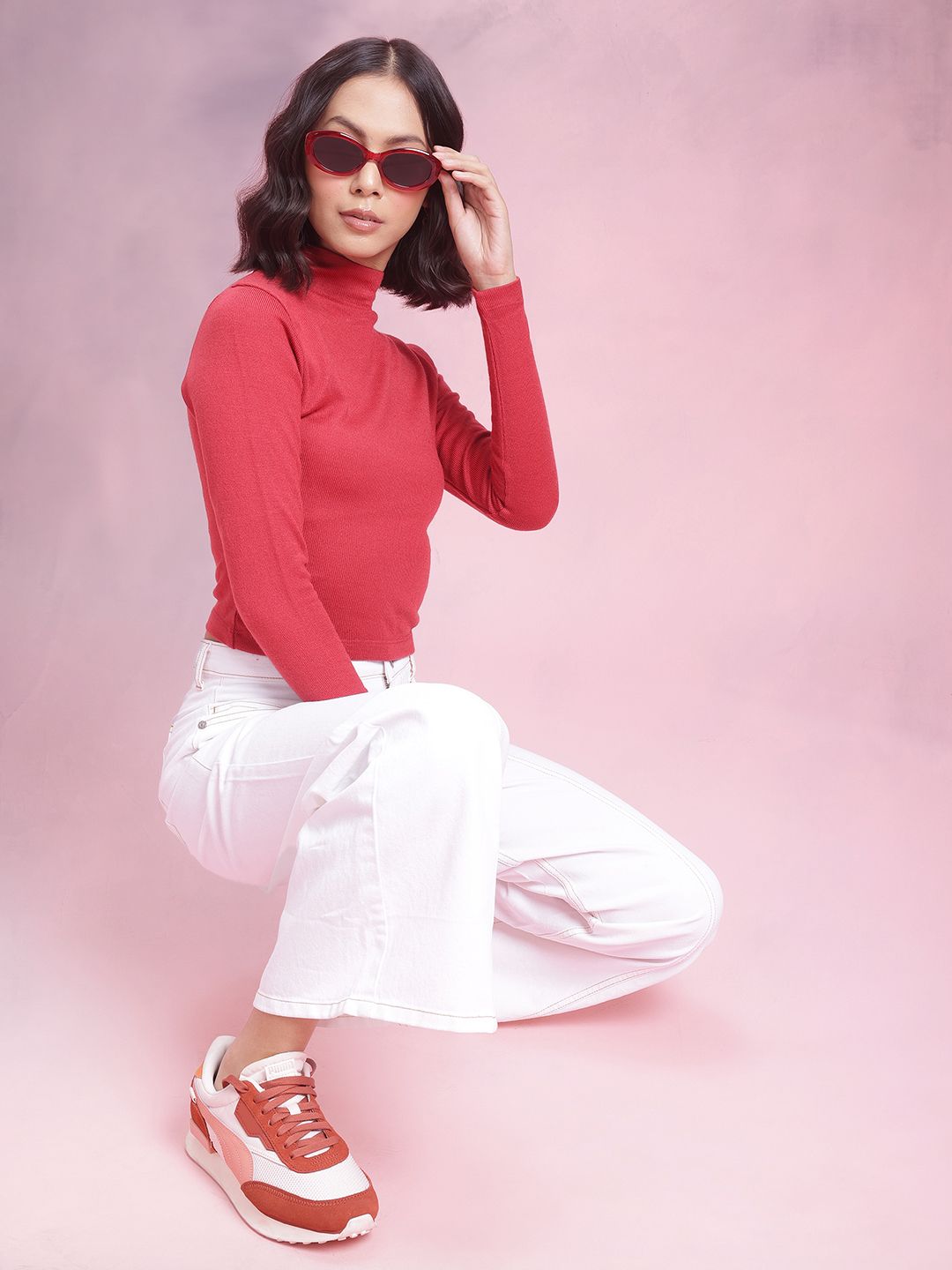 DressBerry High Neck Acrylic Top