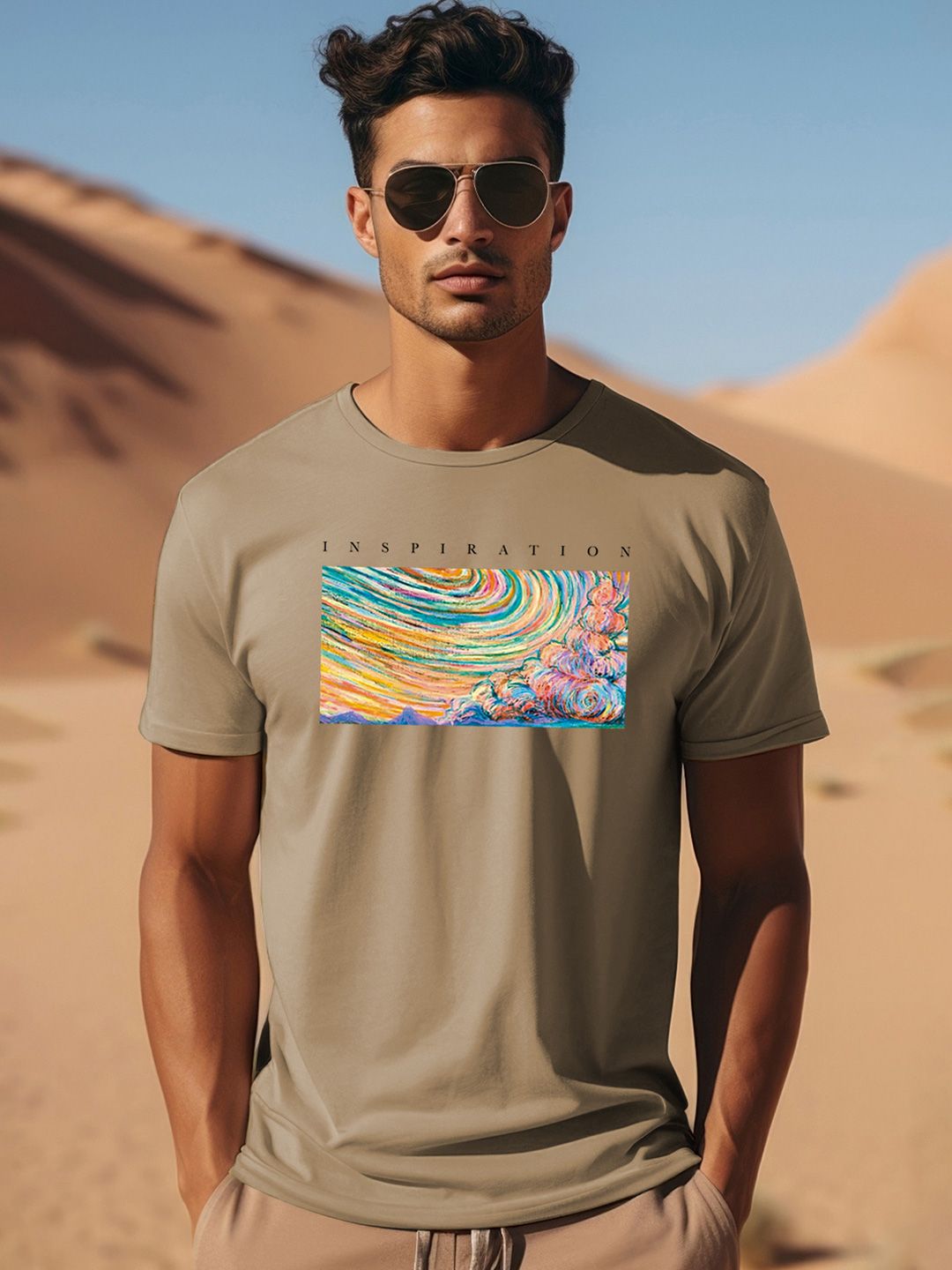 ADRO Typography Printed Round Neck Pure Cotton T-shirt