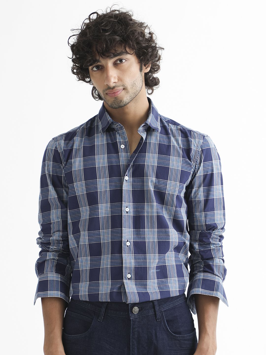 RARE RABBIT Men Turvo Slim Fit Tartan Checked Cotton Shirt