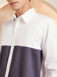DENNISON Smart Colourblocked Cotton Casual Shirt