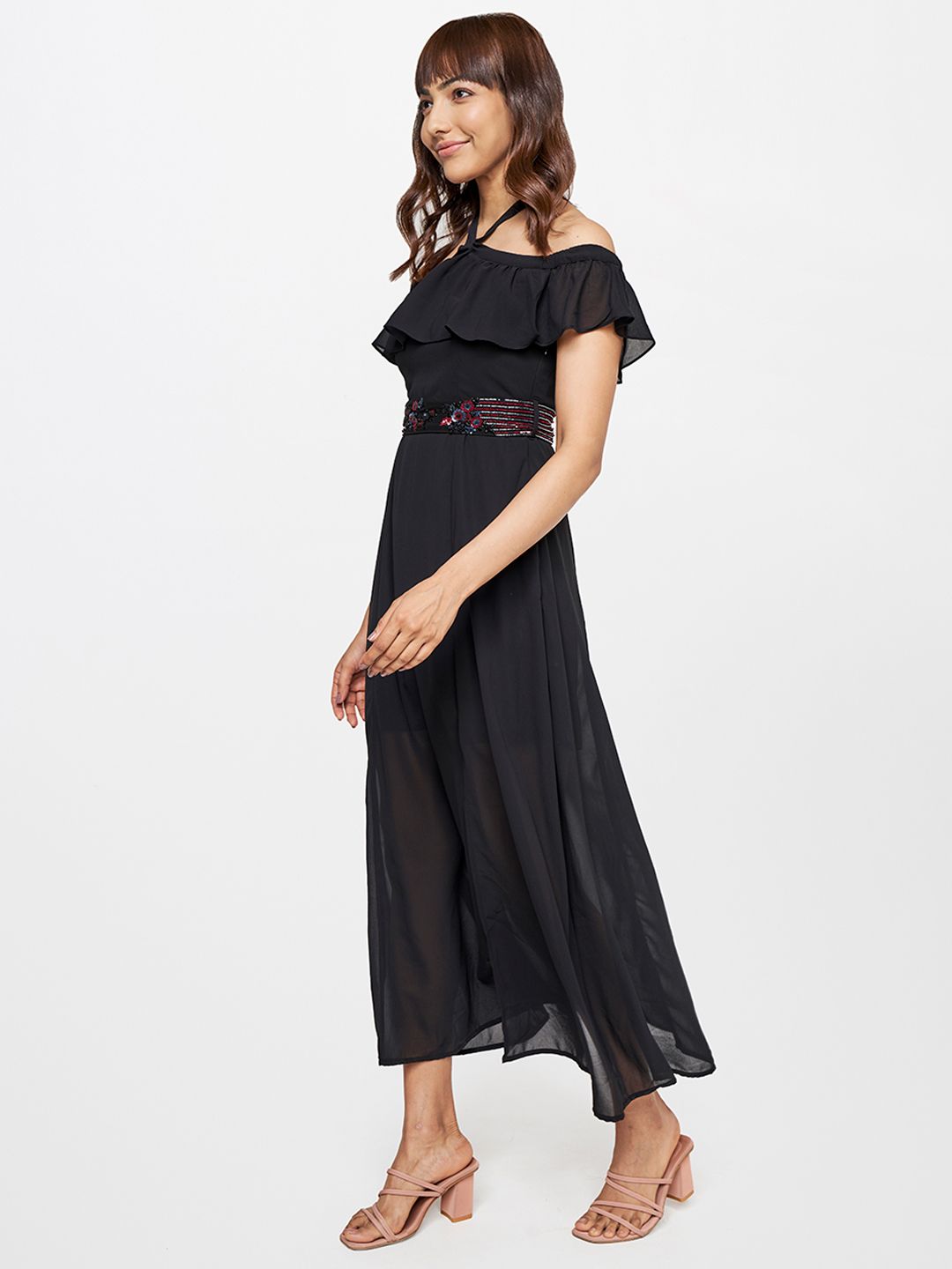 AND Black Off-Shoulder Maxi Dress