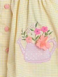 Nauti Nati Girls Yellow Checked Fit and Flare Dress