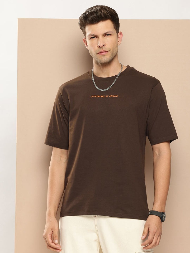 Difference of Opinion Men Typography Printed Pure Cotton Oversized T-shirt