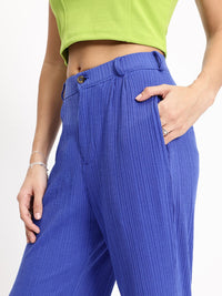 DressBerry Women Plisse Flare Goals Trousers