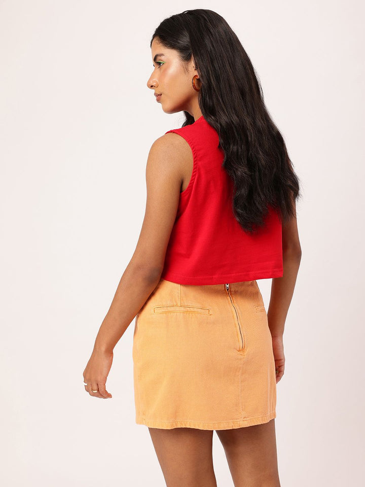 DressBerry Chill Vibes, Easy Peasy Cute Feminine Printed Sleeveless Crop T-shirt