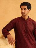 SOJANYA Men Maroon Printed Straight Kurta