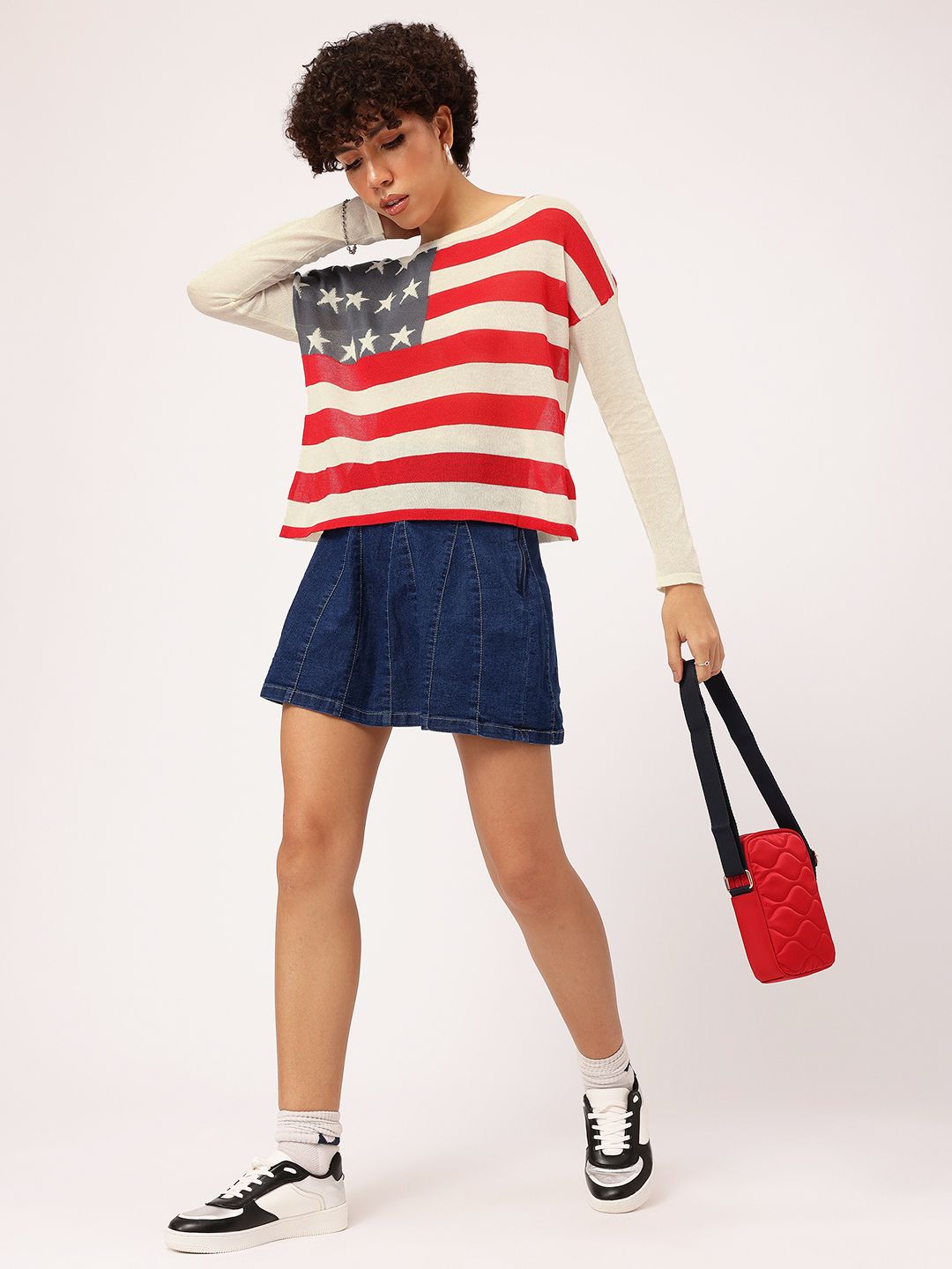 DressBerry Flag Frenzy Off-Shoulder Top