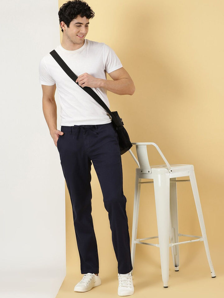 Thomas Scott Men Smart Mid Rise Linen Cotton Trouser