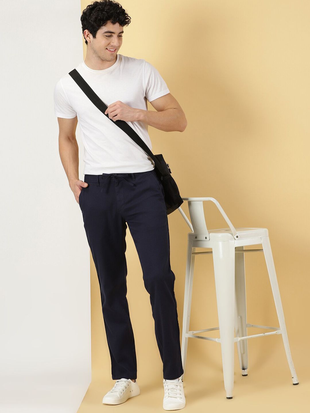 Thomas Scott Men Smart Mid Rise Linen Cotton Trouser