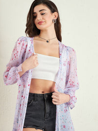 Berrylush Floral Printed Longline Shrug